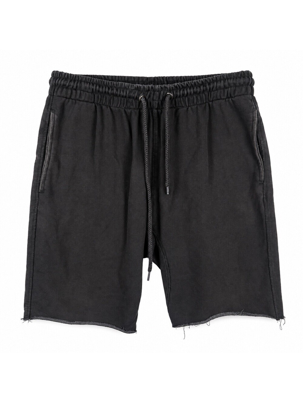 Urban Outfitters Mens L Black Raw Hem Sweat Shorts Drawstring 34x9.5